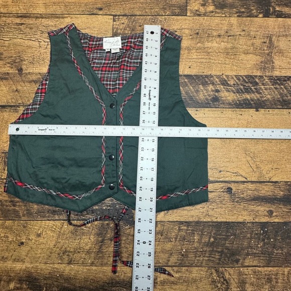 Country Wear Christmas Vest Santa Elf Holiday Reversible Plaid Size 12 VTG - Picture 6 of 6